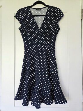 Blue white polks dot dress